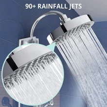 [High-Pressure Rainfall Shower Head] 6-Inch High-Pressure Rainfall Shower Head - Adjustable Angle, Chrome Finish, Wall/Ceiling Mount, Round Polished Bathroom Accessory