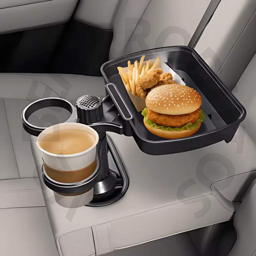 Cup Holder Can Bottle With Support Tray For Car Vehicles 360° Rotating Base - 黑色 - 查看 1
