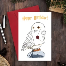 1pc Wizard Themed Birthday Card For Halloween, With An Owl Holding An Illustration Of The Letter Funny And Innovative Birthday, Christmas, And Thanksgiving Gift For Friends And Family, School Supplies,Back To School