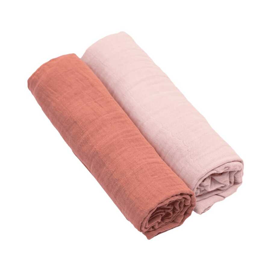 Soft Swaddle Blanket 1.20m X 1.20m Papi Baby Earthy Tones Kit 2 Units Fresh Diaper Fabric - 淺粉色 - 查看 1
