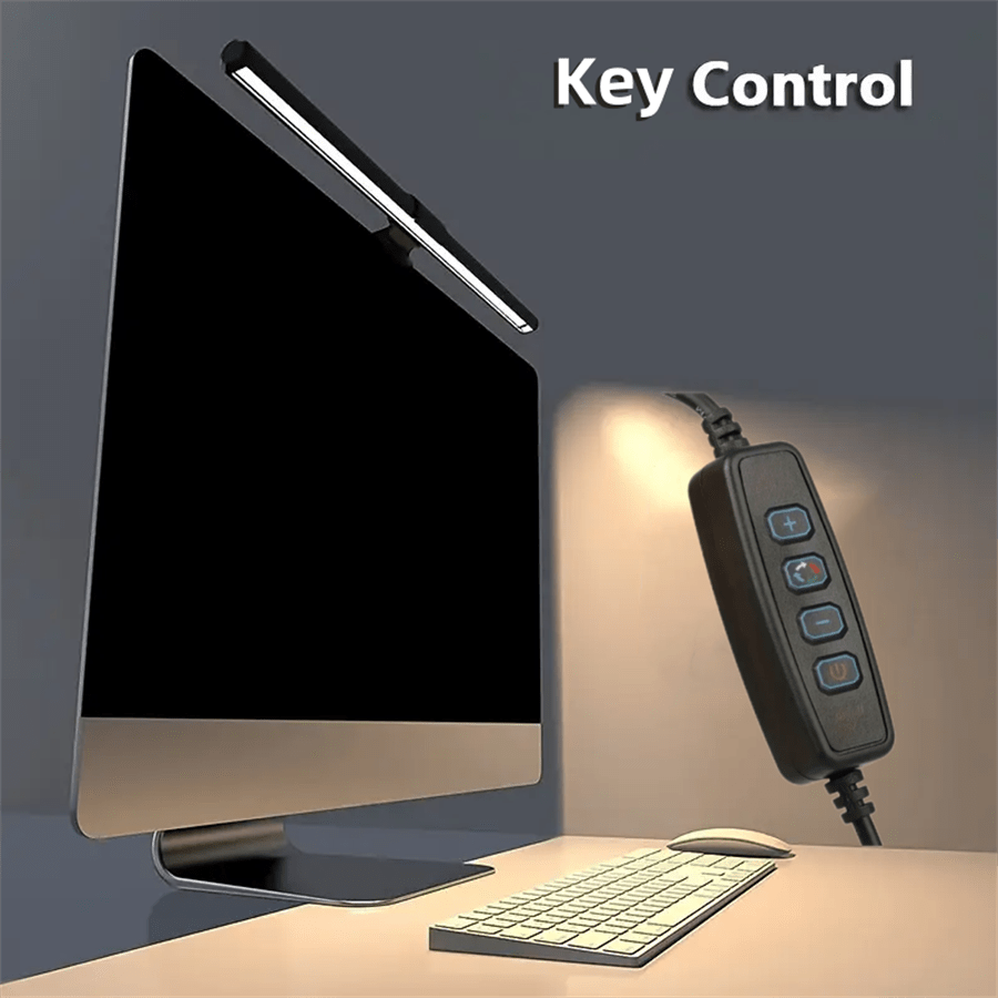 1 pieza Luz LED para pantalla de ordenador, lámpara de escritorio para juegos, luz de relleno de escritorio de oficina, con rango de ajuste de 45 grados, barra de luz ajustable, 3 modos de temperatura de color, luz de pantalla alimentada por USB para escritorio/oficina/hogar/juegos