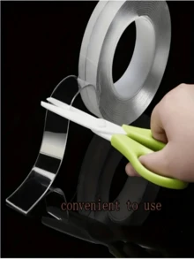 [ Vật dụng thiết yếu hàng ngày ] 1 cuộn băng keo Acrylic Nano hai mặt dày dặn, trong suốt, keo dán tường ma thuật sáng tạo, nhãn dán nhà bếp, nhãn dán, nhãn dán tường, nhãn dán vinyl trang trí nhà cửa, vật dụng trang trí mùa xuân để làm mới ngôi nhà của bạn - Trong sáng - Xem 4