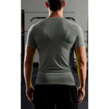 Playera Manga Corta Compresión Secado Rápido - Gris Claro - Ver 3