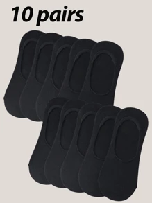 1/5/15 Pares de Meias Invisíveis de Corte Baixo Femininas de Cor Sólida, Adequadas para Primavera e Verão