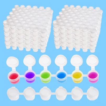 48 件 3ml 5ml 空喷枪颜料杯（带盖）、迷你颜料容器、6 个相连的喷枪颜料盒、3ml 和 5ml 喷枪颜料杯，适用于学校艺术和手工项目、学校用品、返校