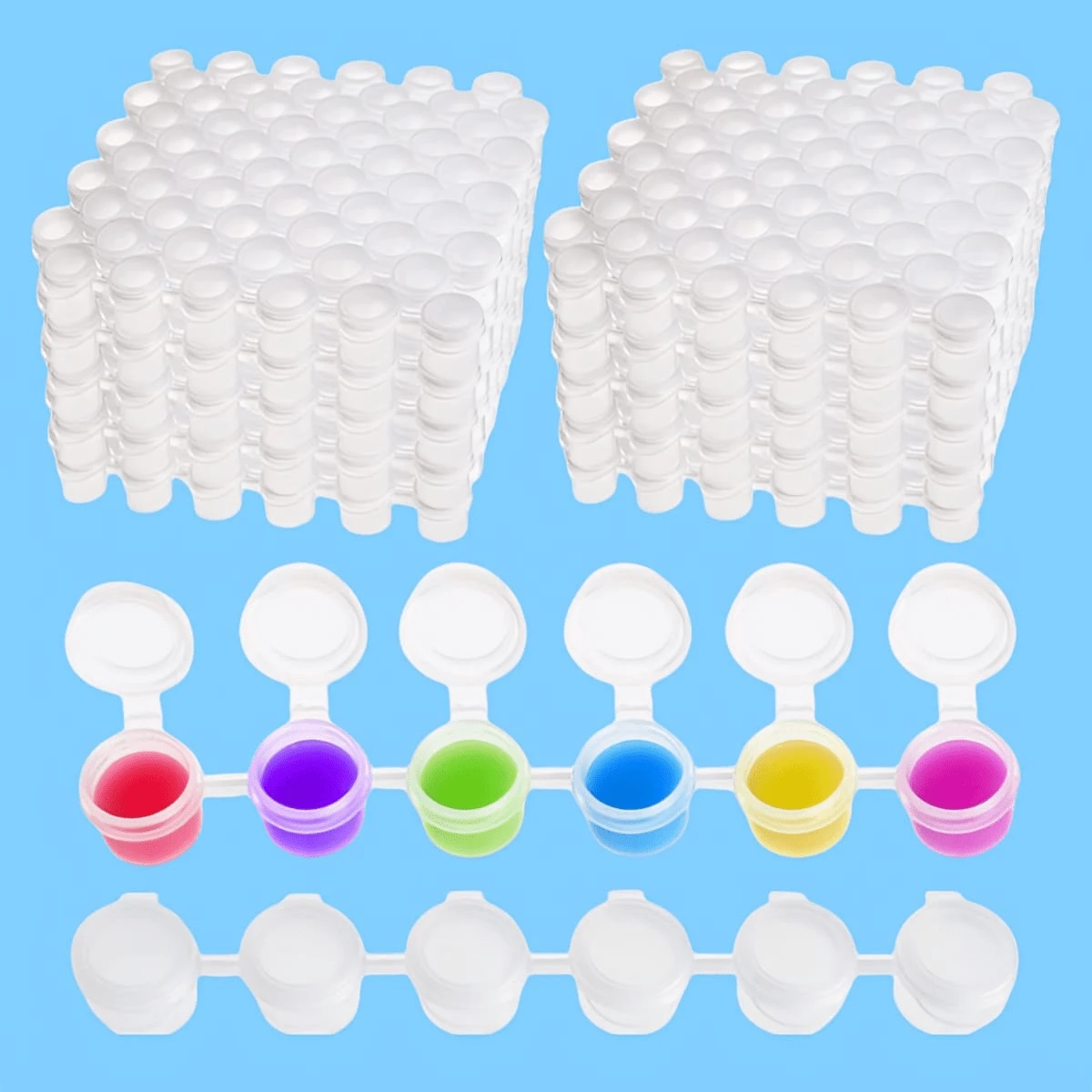 48pcs 3ml 5ml Empty Airbrush Paint Cups With Lids, Mini Paint Containers, 6 Connected Airbrush Paint Boxes, 3ml & 5ml Airbrush Paint Cups, Suitable For School Art And Craft Projects, School Supplies, Back To School