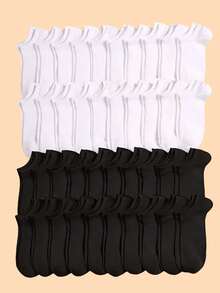 40 paquetes Calcetines unisex de unicolor calcetines tobilleros suaves y ligeros para hombres y mujeres Calcetas paquete Algodón Deportivos Casual - Unico - Ver 3