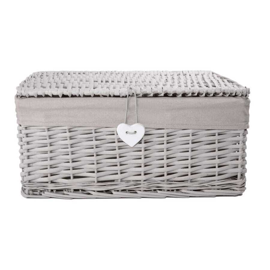 Natural Wicker Storage Basket With Lid Underbed Storage Gift Basket Decorative Organiser - Small - View 1