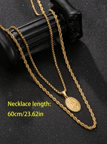 2 pièces Set collier pendentif Vierge Marie plaqué or 18 carats en acier inoxydable, convient pour un port quotidien ou comme cadeau de remise des diplômes