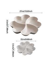 1pc Appetizer Serving Platter, Unbreakable Dip And Chip Divided Plates, 4 Compartment Heart Shaped Serving Dish For Nuts, Candy, Dried Fruit, Salad, Snacks, Kitchen, Christmas Gift - White - View 3