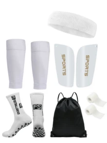 6Pcs/Set Soccer Sock Suit For Men And Women - Non-Slip Socks With Rubber Dots, Calf Sleeves, Drawstring Backpack, Headband, Sports Tape, Comfortable Leg Sleeves - Ideal For Soccer, Yoga, And Outdoor Activities - Multicolor - View 2