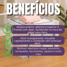 Kit 2 Caixas Organizadoras Multiuso com Zíper para Roupas Toalhas Roupa de Cama Saco Organizador Cobertor Casacos