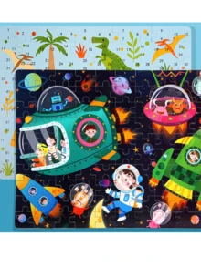 100 Pieces Iron Box Wooden Jigsaw Puzzle Puzzle Children's Puzzle Baby, Cartoon Wooden Early Education Toy, Christmas Gift/ - Multicolor - View 7