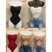Body Tipo Top Straple con Nudo al Frente para Mujer Dama Sexy Casual Coqueto - Blanco - Ver 2