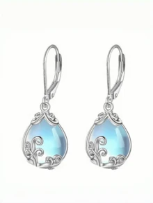 2 زوج من أقراط قلادة قطرة القمر - أناقة أسلوب البوهيمي، مناسبة للارتداء اليومي وهدايا، لجميع المناسبات، أقراط يومية | أقراط قلادة قطرة | أقراط من فضة إسترليني 925