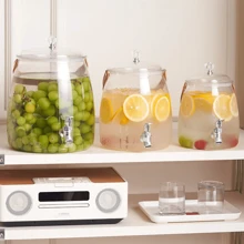 1 Piece Large Capacity With Faucet, Refrigerator Cold Water Bottle, Fruit Tea Cold Water Bottle, Household Water Beverage Bucket, Ice Glass Juice Pot (Without Shelf)