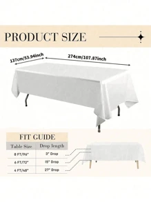 1/5/10 Pieces Disposable Event Party Tablecloth PEVA Material, Birthday, Dessert, Family Gathering Pure White Tablecloth Party Decoration,Christmas