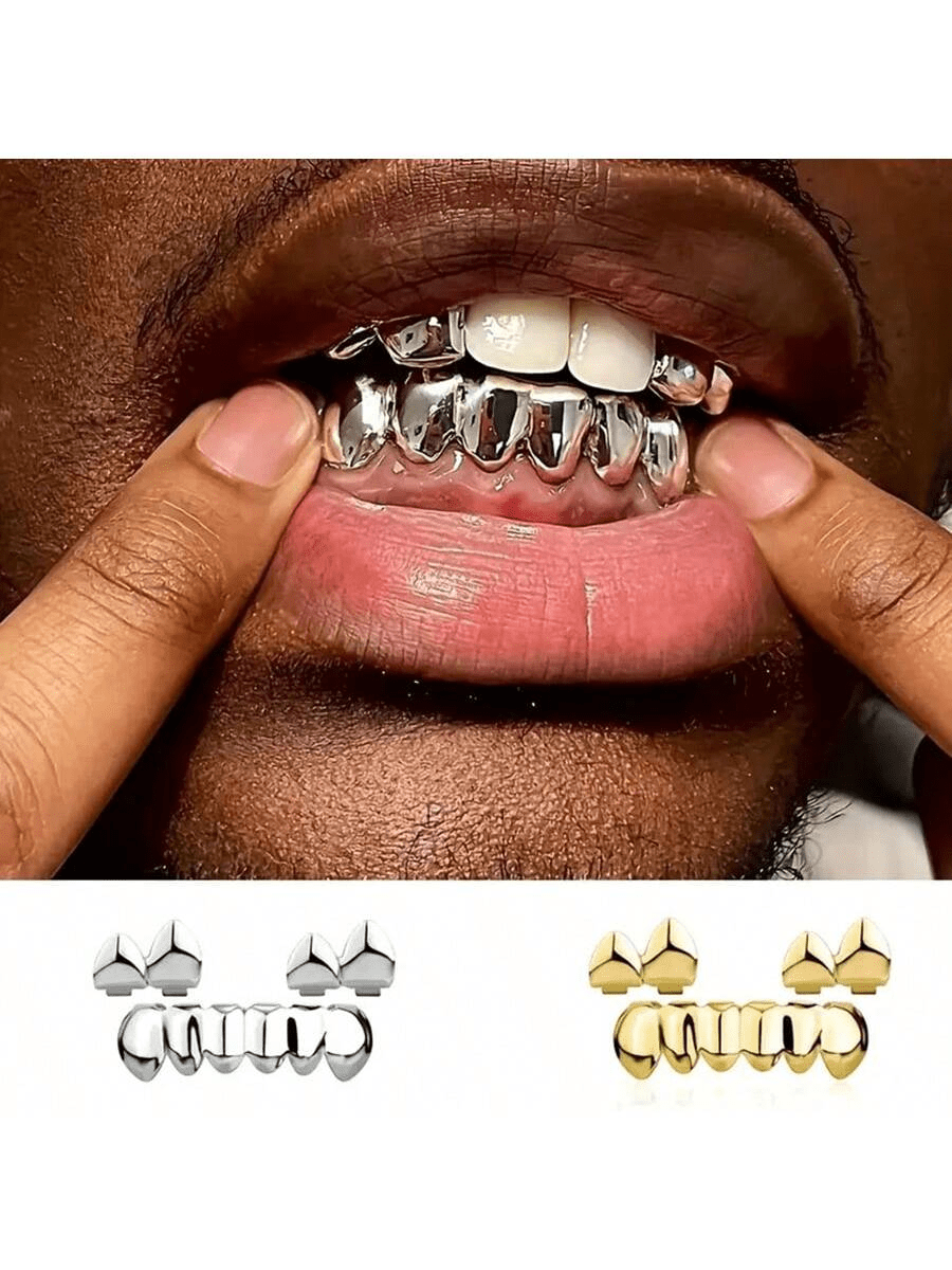 1 Stücke 3-teiliges Set doppelseitige Hip-Hop Grillz Zahnabdeckung, unisex Mode Street Party Schmuckzubehör