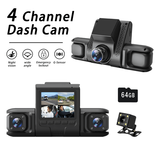 Eine 1080P Mini Dashcam. Sie hat Nachtsicht, 24-Stunden-Parküberwachung, Notfallarretierung und andere Funktionen. Die 4 Kameras zeichnen 360° ohne blinde Flecken auf, was sie zu einem tollen Geschenk für Familie und Freunde macht, um ihre Sicherheit zu schützen.
