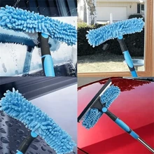 1pc Heavy-Duty Window Cleaning Brush & Squeegee – Extendable Stainless Steel Handle,Reusable Squeegee Brush, Suitable For Outdoor And Glass Cleaning, Includes Multiple Components And Machine Washable Chenille Fabric, Brush Cleaning Tools