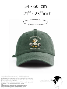 1pc Washed Baseball Cap With "Sweat Duck" Pattern, Classic Casual Retro Style, Soft Sweat-Absorbing Strap, Adjustable Size, Lightweight & Versatile, Suitable For Outdoor Sports, Gym Workout, Daily Wear, Gatherings & Vacations, Perfect Gift For Family And Friends - DUCK - View 3