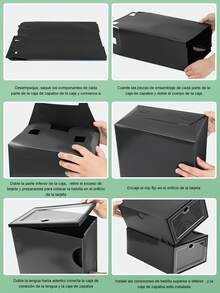 CasaBella set de 14 cajas transparentes apilables para zapatos, organizador plástico, almacenamiento de calzado para hogar, zapatero modular para armario, entrada y cuarto, protege del polvo y ahorra espacio, montaje sencillo y sistema eficiente - Negro - Ver 8