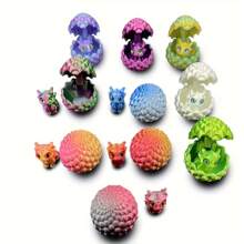 Juego decorativo compacto de 2 piezas con un dragón y un huevo 3D impresos, en opciones de varios colores, adecuado para exhibir en el escritorio de la oficina o el hogar, regalo ideal para Halloween, Navidad, Acción de Gracias y la vida diaria
