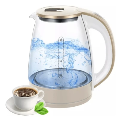 Hervidor eléctrico para agua hirviendo, 1.8L 1500W, agua caliente en 3 minutos, luces LED, apagado automático, protección de ebullición y secado, hervidor de té eléctrico de vidrio negro