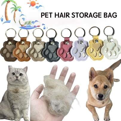 1 件宠物掉毛收纳钥匙扣，猫狗毛发收纳袋，皮革宠物毛发收纳包