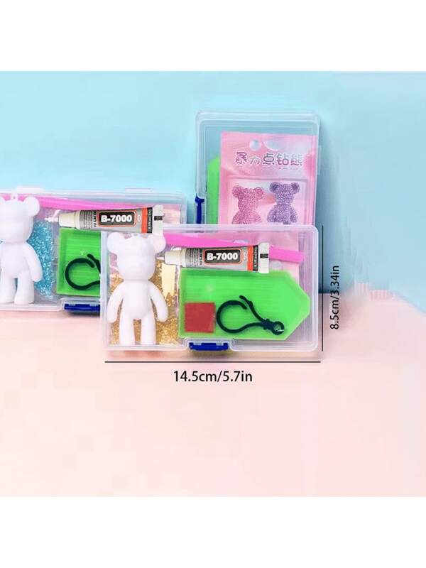 1 Piece Of DIY Puzzle Cute Dot Diamond Bear Award Creative Gift Box Crafts Party Small Gifts. Point Drill Bear Amblyopia Training (Random Color) (Plastic Box Not Included)