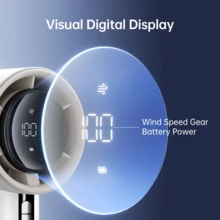 15000 RPM Silent Fan, Usb Rechargeable & 12 Hours Battery Life, 1-100 LED Digital Fan Holiday, Small And Portable, Suitable For Outdoor Sports, Camping, Hiking, Cool Stuff For Teens, Traveling Gadgets - 霧面黑 - 查看 2