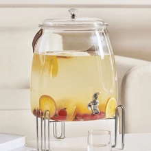 1 Piece Large Capacity With Faucet, Refrigerator Cold Water Bottle, Fruit Tea Cold Water Bottle, Household Water Beverage Bucket, Ice Glass Juice Pot (Without Shelf)