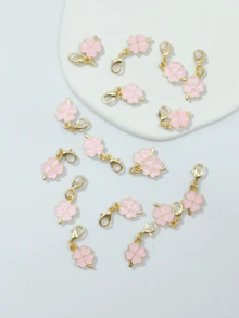 10 件四叶草幸运钥匙扣幸运三叶草吊饰钥匙圈圣帕特里克节礼物，适合毕业典礼、婚礼、典礼和包装装饰学校 - 淺粉色 - 查看 2