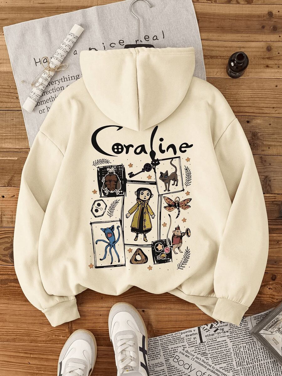 SUDADERA AFELPADA CUELLO REDONDO CON DISEÑO COR ALINE IDEAL PARA EL FRÍO DE GORRO - Albaricoque - Ver 1