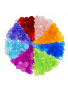 100顆彩色透明賓果籌碼遊戲記錄，附磁棒可做早期教育玩具之用