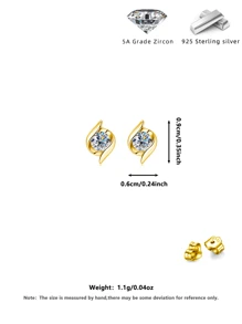 1 Paar hochwertige S925 Sterling Silber geometrische funkelnde kubische Zirkonia Ohrstecker, Gold- und Silberfarben mit weißen Diamanten, elegante minimalistische Ohrringe mit romantischem, luxuriösem Gefühl, geeignet für den täglichen Gebrauch von Frauen, Lässig, Reisen, Partys, Hochzeiten. Kommt in einer delikaten Geschenkbox, ideal als Muttertagsgeschenk, Ohrlochpflege, hypoallergen.