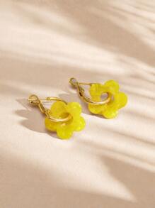1 Pair Fashionable Cute Acrylic Flower Drop Earrings, Suitable For Women, Great For Dating, Parties, Gifts, With Clover Elements