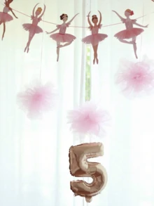 1 set - Bandera de bailarina rosa, guirnaldas colgantes de bailarinas, guirnaldas con lazos, decoraciones para fiesta de cumpleaños, guirnalda con tema de ballet, decoración para fiesta de boda, decoración para baby shower, decoración interior y exterior, decoración navideña