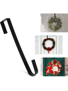 1pc-Heavy Duty Metal Door Ring Hooks,Black Home Decoration Door Hooks,Wreath Hangers For Front Door, Wreath Door Hanger,Metal Wreath Hanger For Welcome Sign Indoor Wreath Hanger, Spring Festival Wreath Decoration, Metal Hanger, Sundry Hanger, Doorway Decoration Hook, Spring Wreath, Valentine's Wreath, Easter Wreath,Halloween, Thanksgiving Day, Christmas, Autumn - Black - View 5
