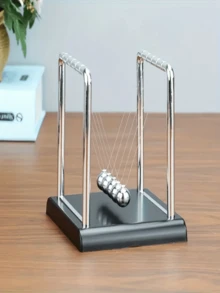 1pc Newton's Cradle Table Decor - Classic Elegant White Plastic Design, Battery-Free, Modern Physics Art Home Office Living Room Bedroom Accessory, Conversational Thanksgiving Centerpiece. - Multicolor - View 11