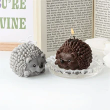 可爱刺猬硅胶蜡烛模具 3D 动物雕像肥皂树脂石膏制作模具 DIY 多功能手工工具 适用于家居装饰和礼物 - 白色 - 查看 7