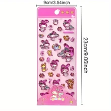 Sanrio 4pcs Sanrio 3d Stereo Decorative Stickers, Colorful Stickers, Suitable For Handicrafts, Gifts And Body Decoration, Diy Their Own Small Items, Gem Stereo Stickers-Suitable For Reward Stickers.