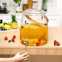 1 Piece Large Capacity With Faucet, Refrigerator Cold Water Bottle, Fruit Tea Cold Water Bottle, Household Water Beverage Bucket, Ice Glass Juice Pot (Without Shelf)