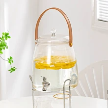 1 Piece Large Capacity With Faucet, Refrigerator Cold Water Bottle, Fruit Tea Cold Water Bottle, Household Water Beverage Bucket, Ice Glass Juice Pot (Without Shelf)