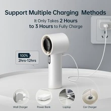 15000 RPM Silent Fan, Usb Rechargeable & 12 Hours Battery Life, 1-100 LED Digital Fan Holiday, Small And Portable, Suitable For Outdoor Sports, Camping, Hiking, Cool Stuff For Teens, Traveling Gadgets - 霧面黑 - 查看 5