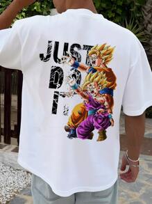 bandai Men's DoubleSided Graphic TShirt Anime Inspired  Design Featuring Goku And Gohan In Fierce Battle Pose.Soft,Comfortable Cotton Blend.Perfect For Fans Of Anime And Fitness.