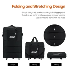 Expandable Rolling Duffle Bag With Wheels, 32" 42" Large Capacity Foldable Duffle Bag With Handle For Travel, Rolling Wheeled Luggage Carry On Duffel Bags - màu đen - Xem 5