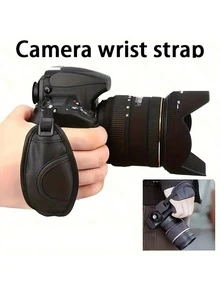 PU Leather Camera Hand Strap Grip - Padded Wrist Strap For DSLR, Mirrorless Cameras, Compatible With Nikon, Canon, - Secure Hold For Photography & Videography, Adjustable, Compatible With Neck Straps - Black - View 11