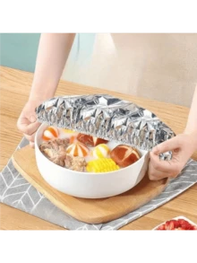 10/20/30/50片装可重复使用铝箔食品保鲜膜，隔热拉伸膜，持久保温，适用于水果、餐食、餐具、保温食品容器，反光表面，耐热盖