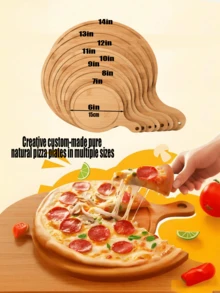 1PC Bamboo Pizza Board, Cutting Board, Baby Food Cutting Board, Steak Board, Salad Plate, Sandwich Plate, Pasta Plate, Customized Text And Patterns,Multiple Specifications Are Available,Waterproof And Moisture-Resistant